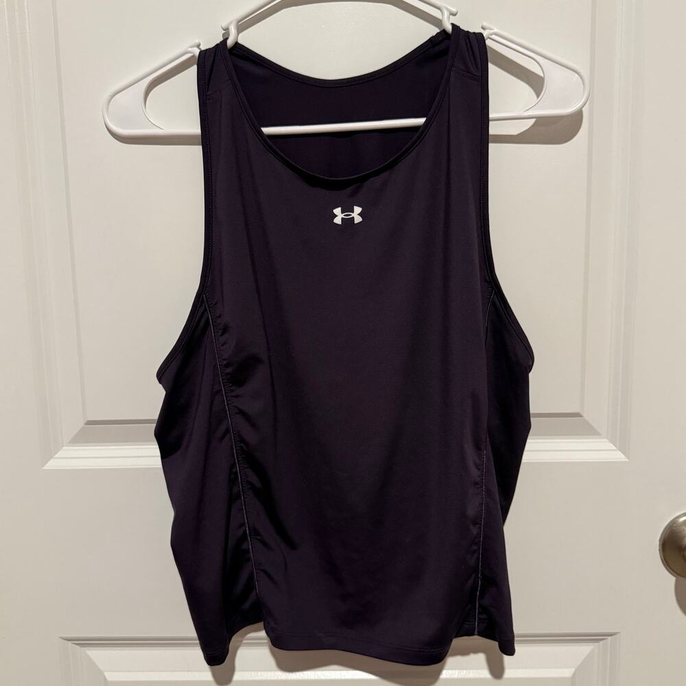 Under Armour Women’s XL Armour Tank Purple Cropped Workout Gym Running 1377106